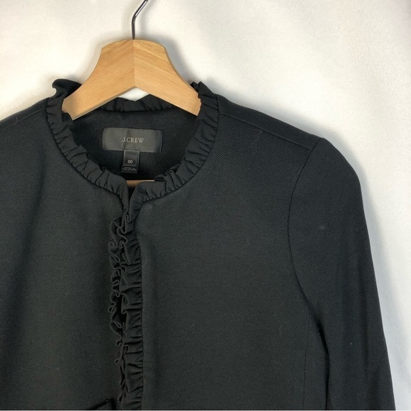 J. Crew Black The Going Out Ruffle Blazer Jacket 00 - Picture 3 of 5